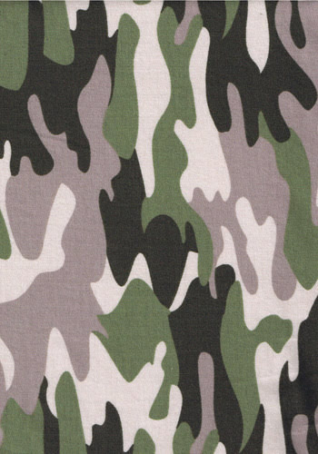 Beige-/ Grüner Baumwollsweatstoff mit Camouflagemuster