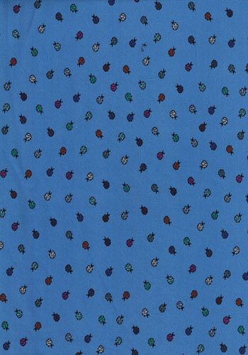 Blauer Baumwolljersey mit kleinen Käfern in unterschiedlichen Farben